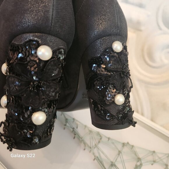 Giancarlo Paoli Black Embellished Ankle Boots. NWOT. Size 38.5 EU/ US 8 - Picture 12 of 12